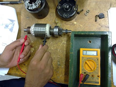 testing starter motor armature